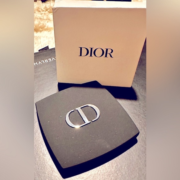 DIOR DOUBLE MIRROR, BLACK RAISED SILVER LETTERS SOFT FEEL SCRATCH RESIST… - Picture 1 of 3